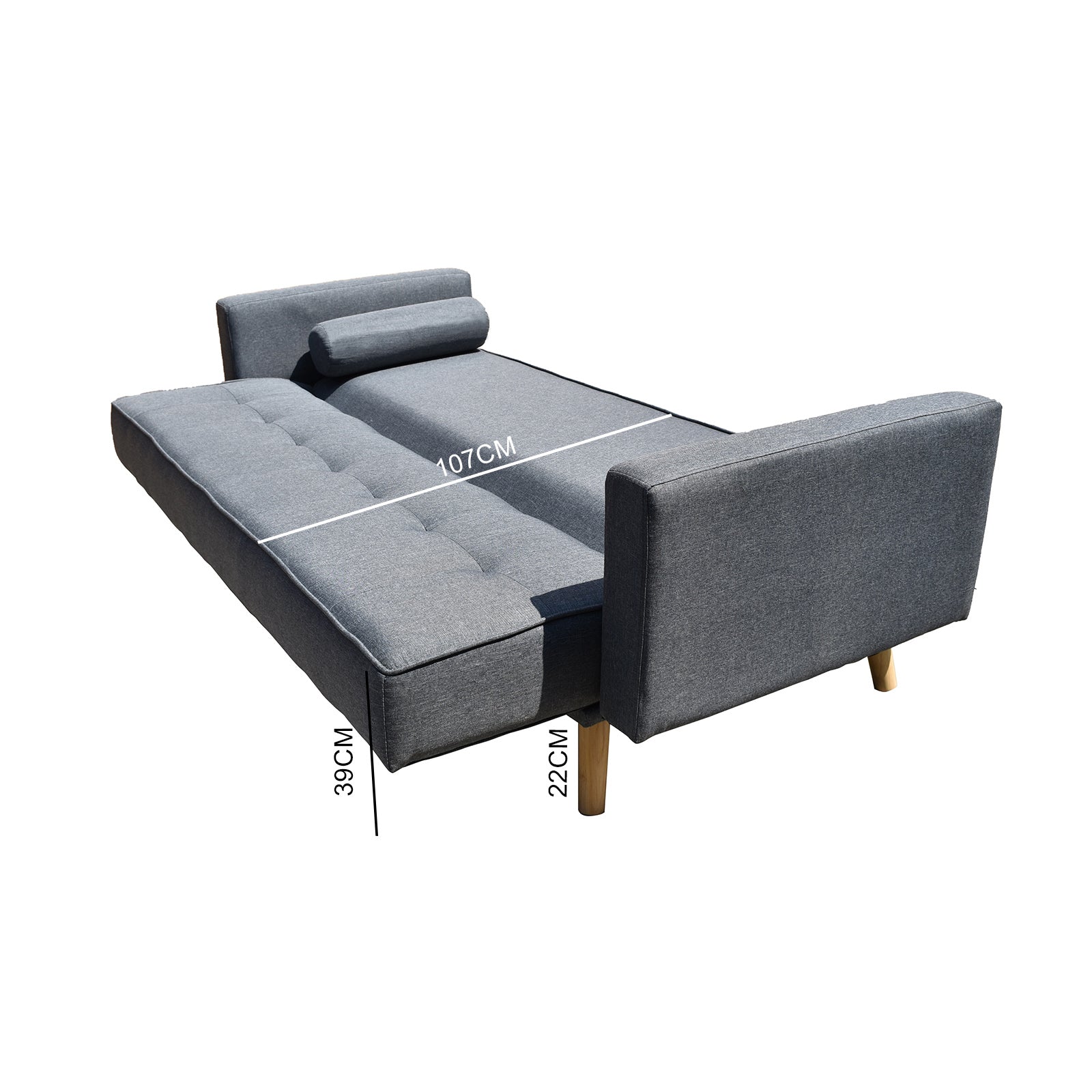 Casa Decor Sicily 2-in-1 Sofa Bed in charcoal color, showcasing its modern Scandinavian design and premium faux linen upholstery.