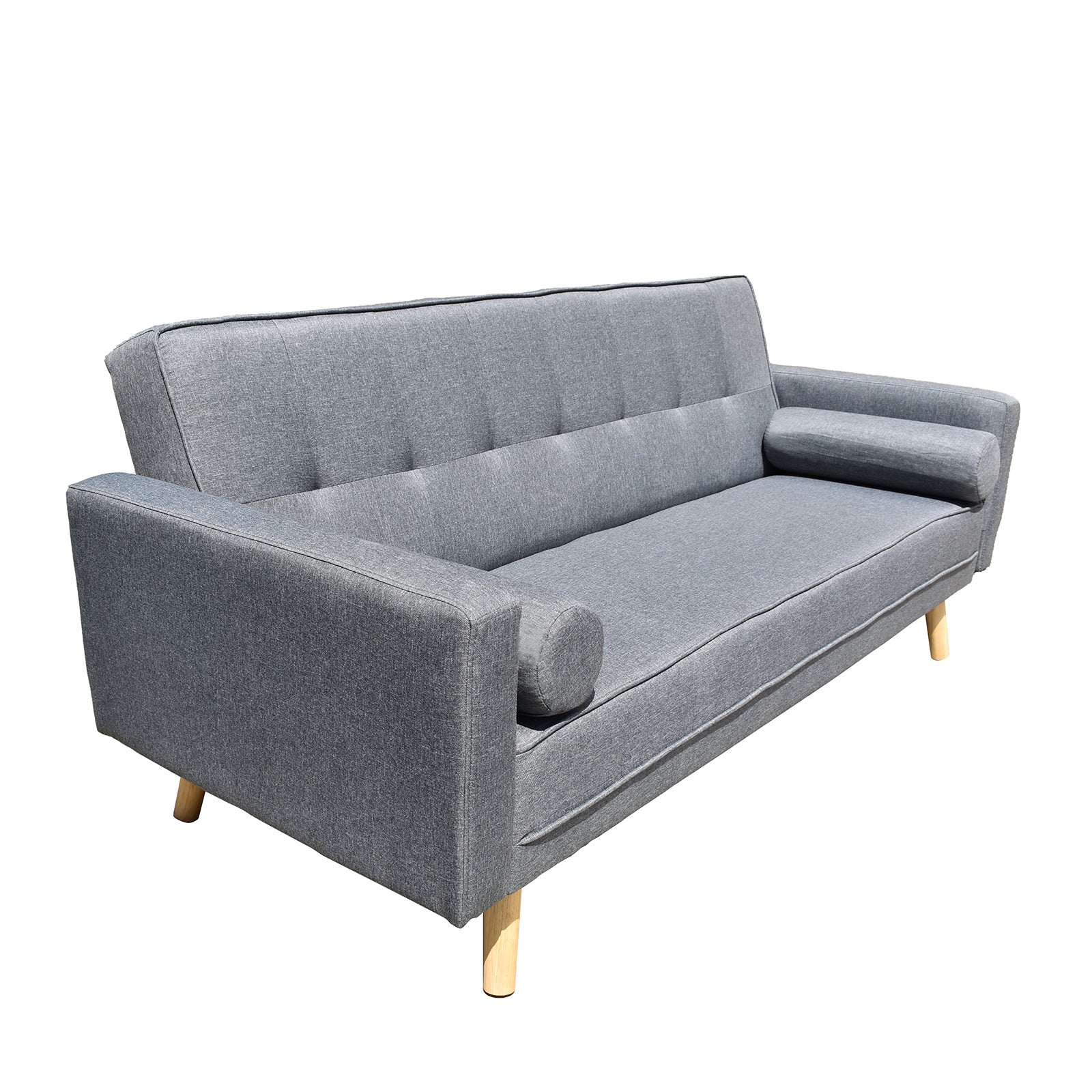 Casa Decor Sicily 2-in-1 Sofa Bed in charcoal color, showcasing its modern Scandinavian design and premium faux linen upholstery.