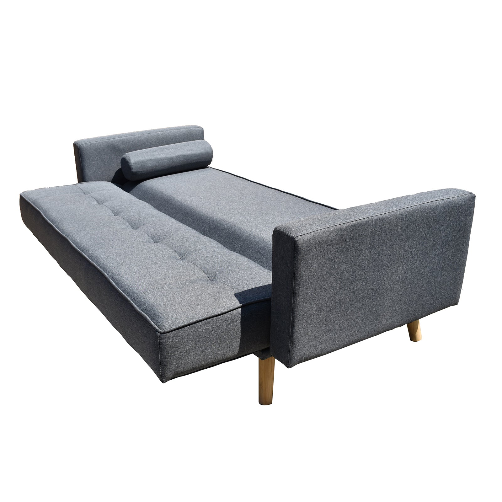 Casa Decor Sicily 2-in-1 Sofa Bed in charcoal color, showcasing its modern Scandinavian design and premium faux linen upholstery.