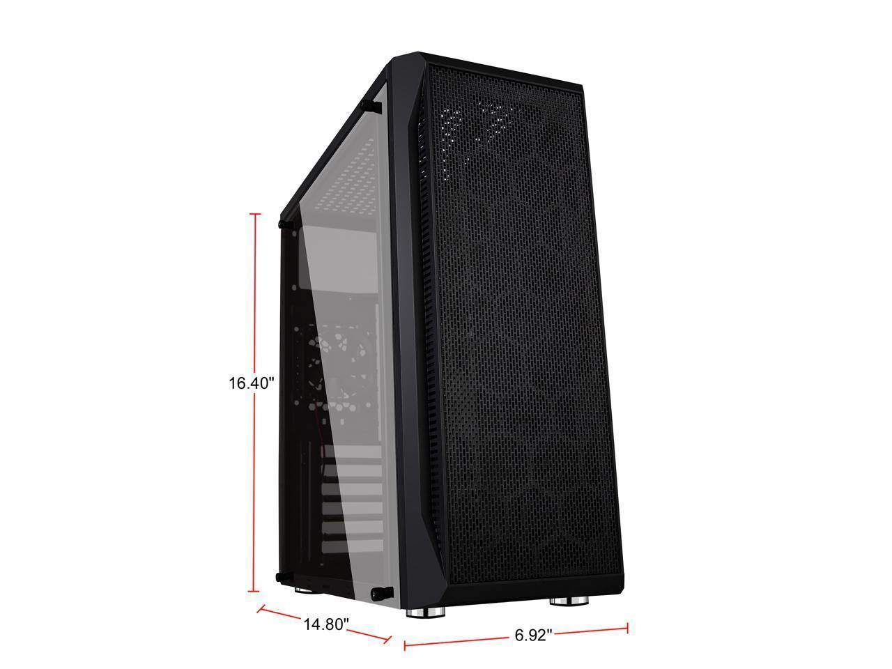 DIYPC DIY-S07 Black Steel ATX Mid Tower Computer Case showcasing its sleek design and spacious interior.