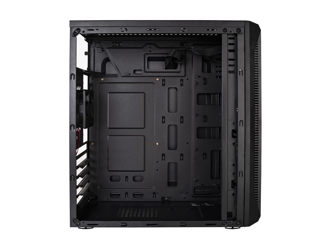 DIYPC DIY-S07 Black Steel ATX Mid Tower Computer Case showcasing its sleek design and spacious interior.