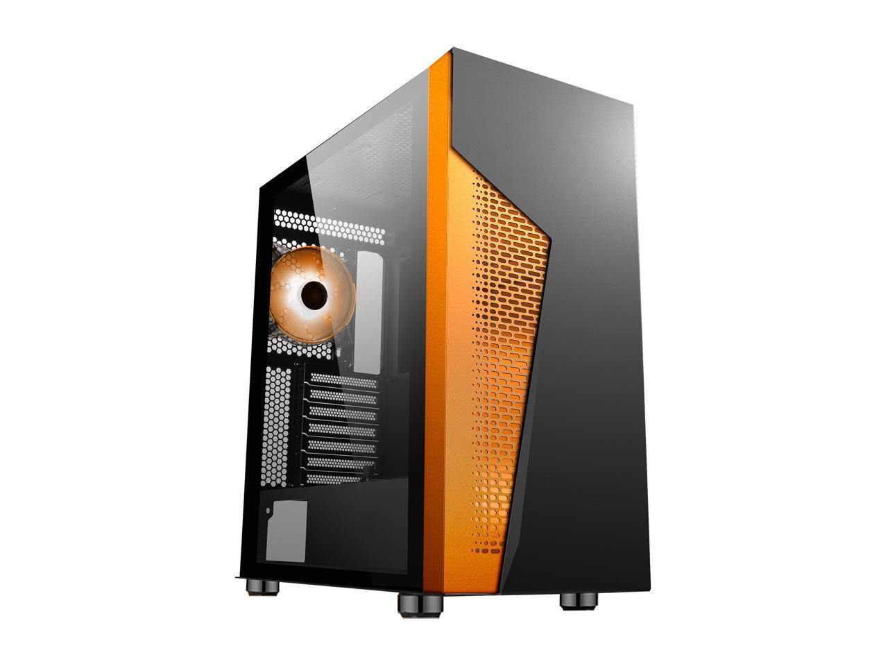 DIYPC IDX2-O-ARGB R Black Steel ATX Mid Tower Case with Tempered Glass and ARGB Fan