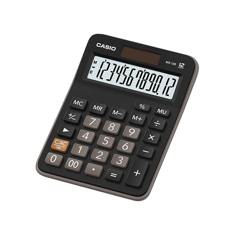 CASIO MX12B Mini Calculator with a sleek design and clear display, perfect for quick calculations.