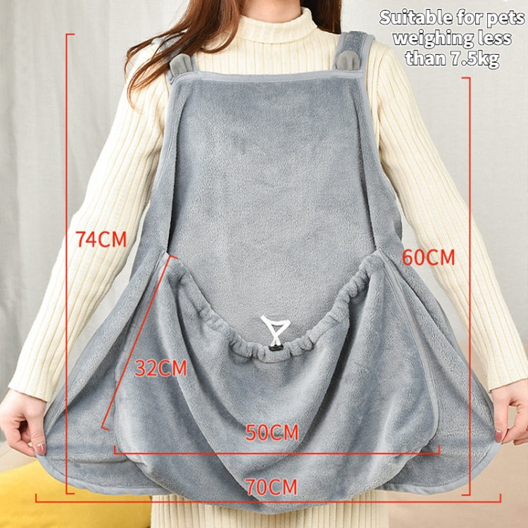 A cozy Cat Hug Apron made of soft arctic fleece, designed to carry cats securely while preventing fur from sticking to clothes.