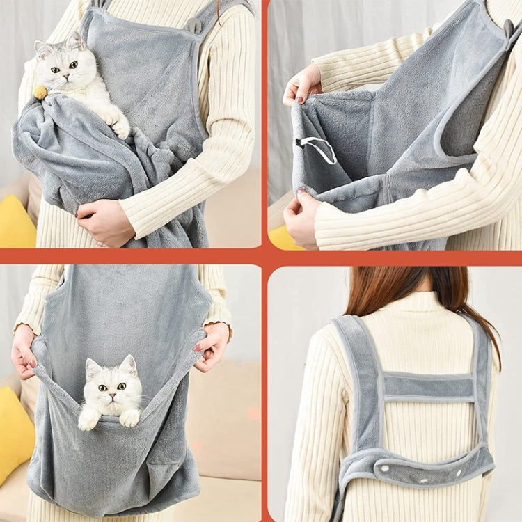 A cozy Cat Hug Apron made of soft arctic fleece, designed to carry cats securely while preventing fur from sticking to clothes.