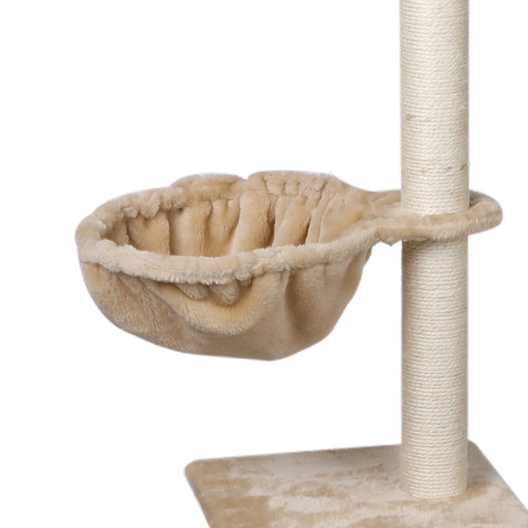 PaWz Cat Tree Tower with plush covering and sisal scratching post, designed for active cats to play and rest.