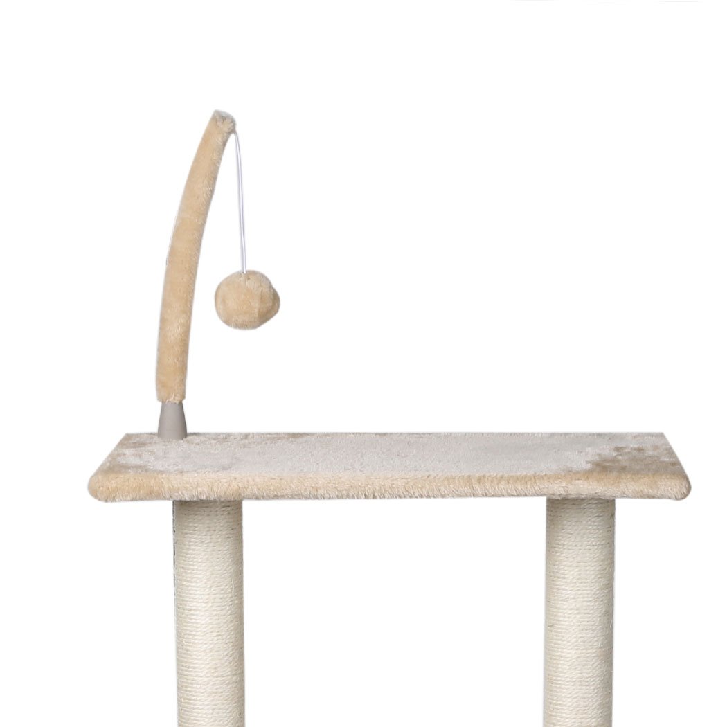 PaWz Cat Tree Tower with plush covering and sisal scratching post, designed for active cats to play and rest.