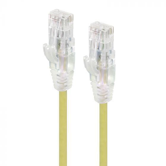 CAT6 28AWG Yellow Patch Lead, ultra-thin ethernet cable with durable connectors.