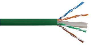 Cat6 Green Solid PVC Ethernet Cable with 100% copper wiring and durable PVC sheath, ideal for high-speed networking.