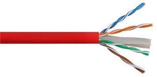 Cat6 Red Solid PVC Ethernet Cable with a durable PVC sheath, designed for high-speed networking.