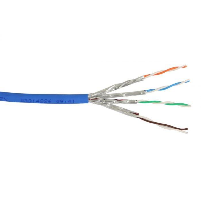 Cat6a Blue Solid PVC Ethernet Cable with a durable PVC sheath and 100% copper wiring, designed for high-speed data transmission.