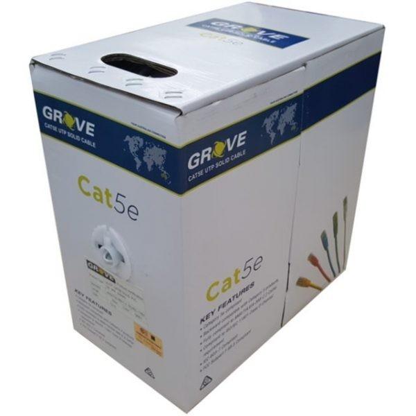 Category 5E Blue 305m Ethernet cable in a pull box, showcasing its solid copper construction and easy installation.