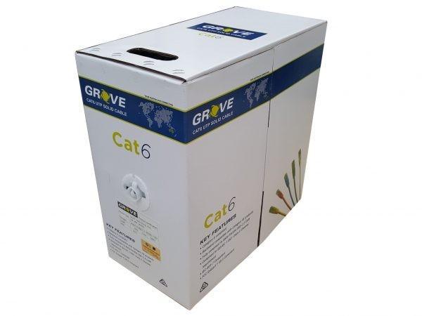 Category 6 Green 305m Ethernet cable in a pull box, designed for high-speed network connections.