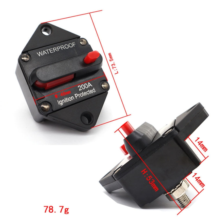 CB10 Car Audio Modified Automatic Circuit Breaker with a long handle, designed for overload protection in vehicles, made of bakelite and zinc alloy.