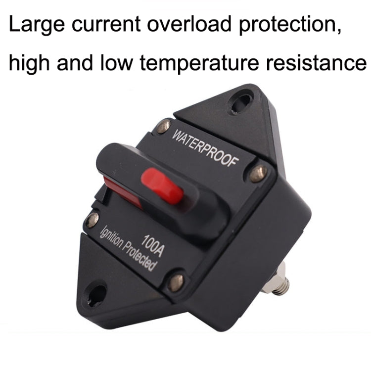 CB10 Car Audio Modified Automatic Circuit Breaker with a long handle, designed for overload protection in vehicles, made of bakelite and zinc alloy.