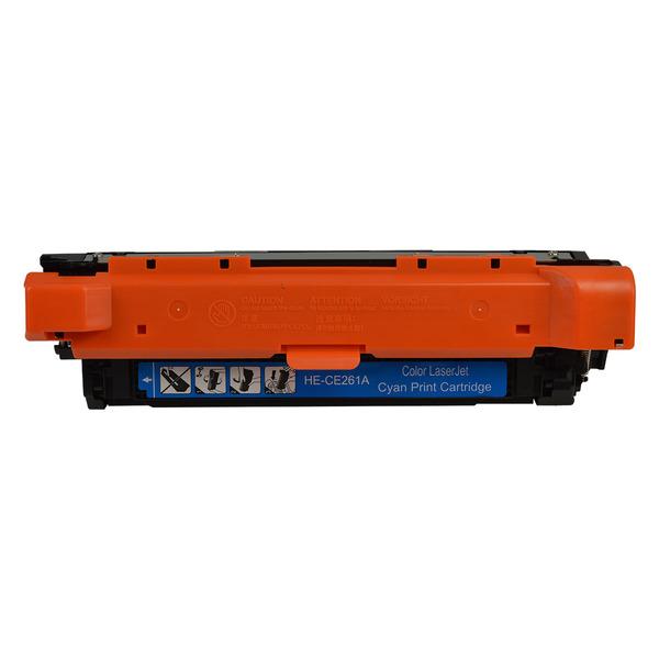 CE261A #648A Premium Generic Cyan Toner cartridge, showcasing its vibrant cyan color and remanufactured design.