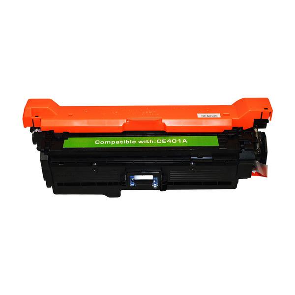 CE401A #507A Premium Generic Cyan Toner cartridge, vibrant cyan color, designed for high-quality printing.