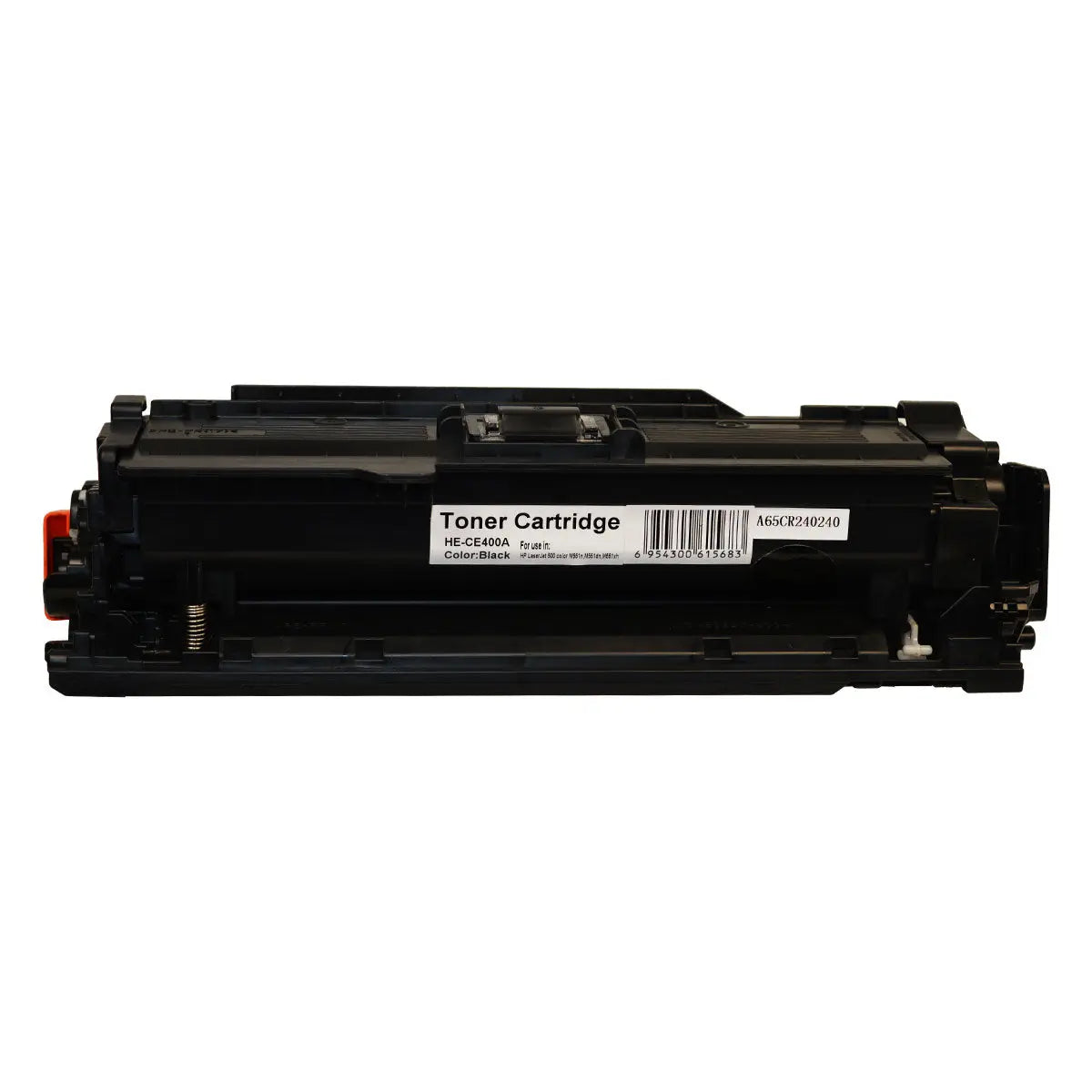 CE400A #507A Premium Generic Black Toner cartridge with packaging, showcasing its sleek design and labeling.