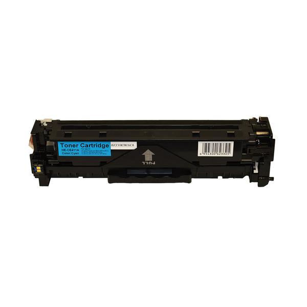 CE411A #305 Premium Generic Cyan Toner cartridge, showcasing vibrant cyan color and remanufactured design.