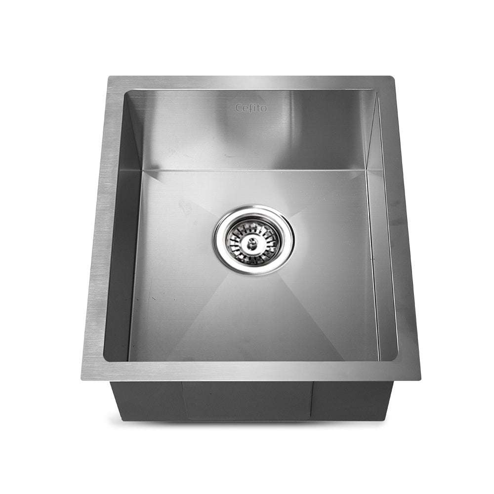 Cefito 39cm x 45cm Stainless Steel Kitchen Sink showcasing its sleek design and satin finish.