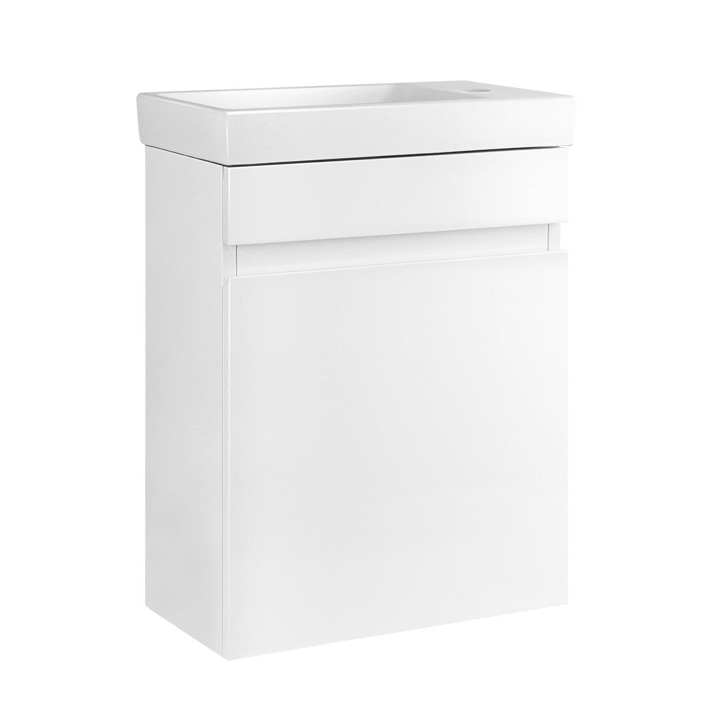 Cefito 400mm Bathroom Vanity Basin Cabinet in high-gloss finish with crystalline ceramic basin, showcasing modern design and ample storage.