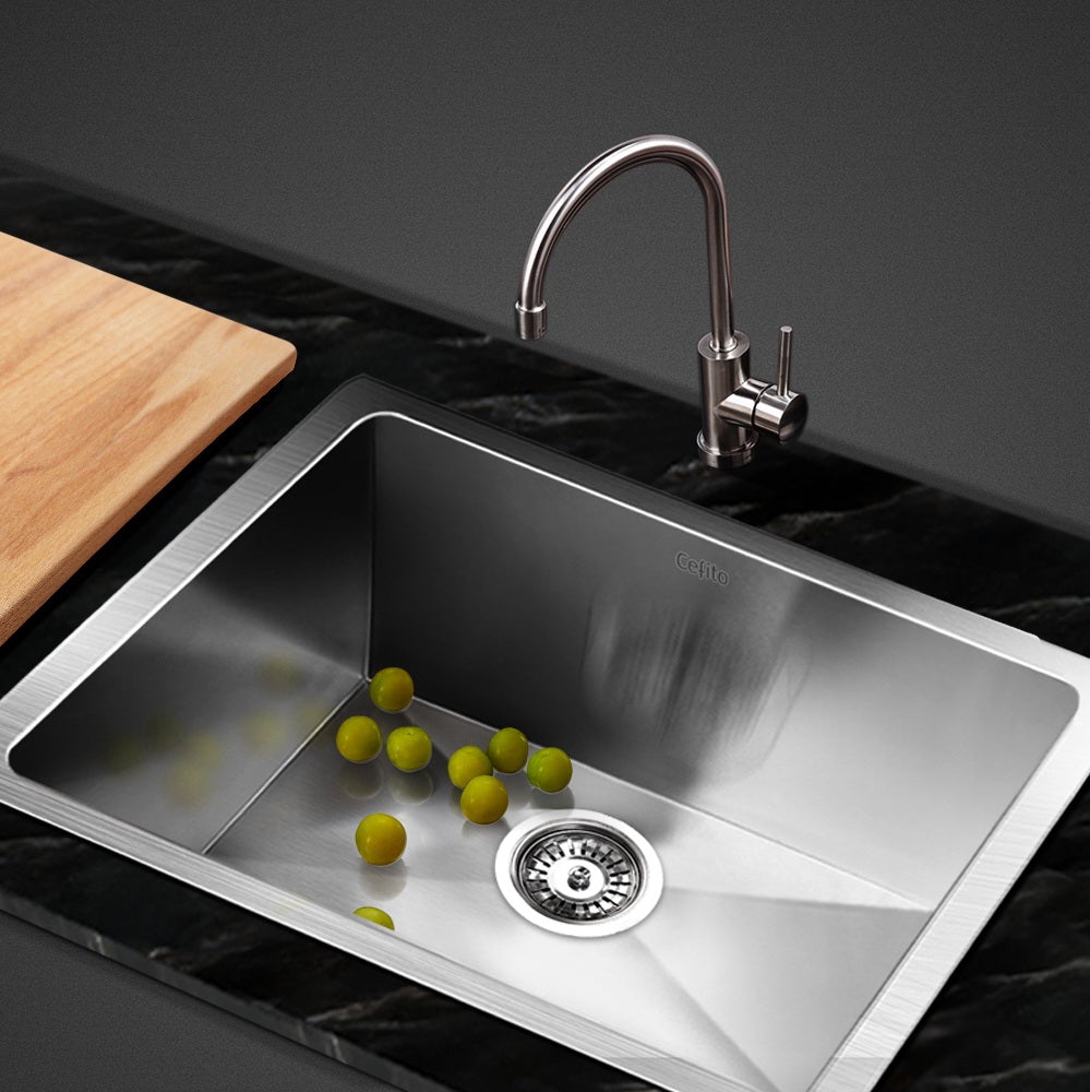 Cefito 51cm x 45cm Stainless Steel Kitchen Sink showcasing its sleek design and satin finish.