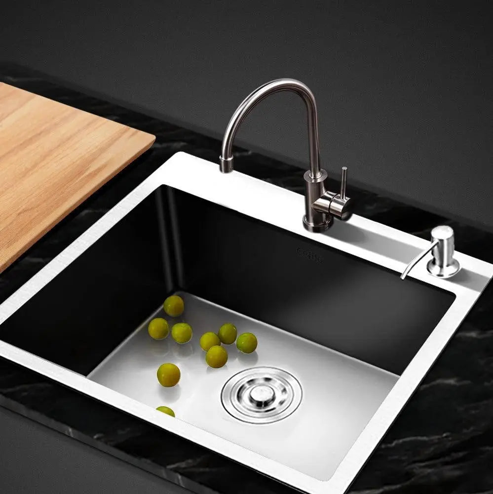 Cefito 55cm x 45cm Stainless Steel Kitchen Sink with satin finish and R10 rounded corners, showcasing its modern design and durability.