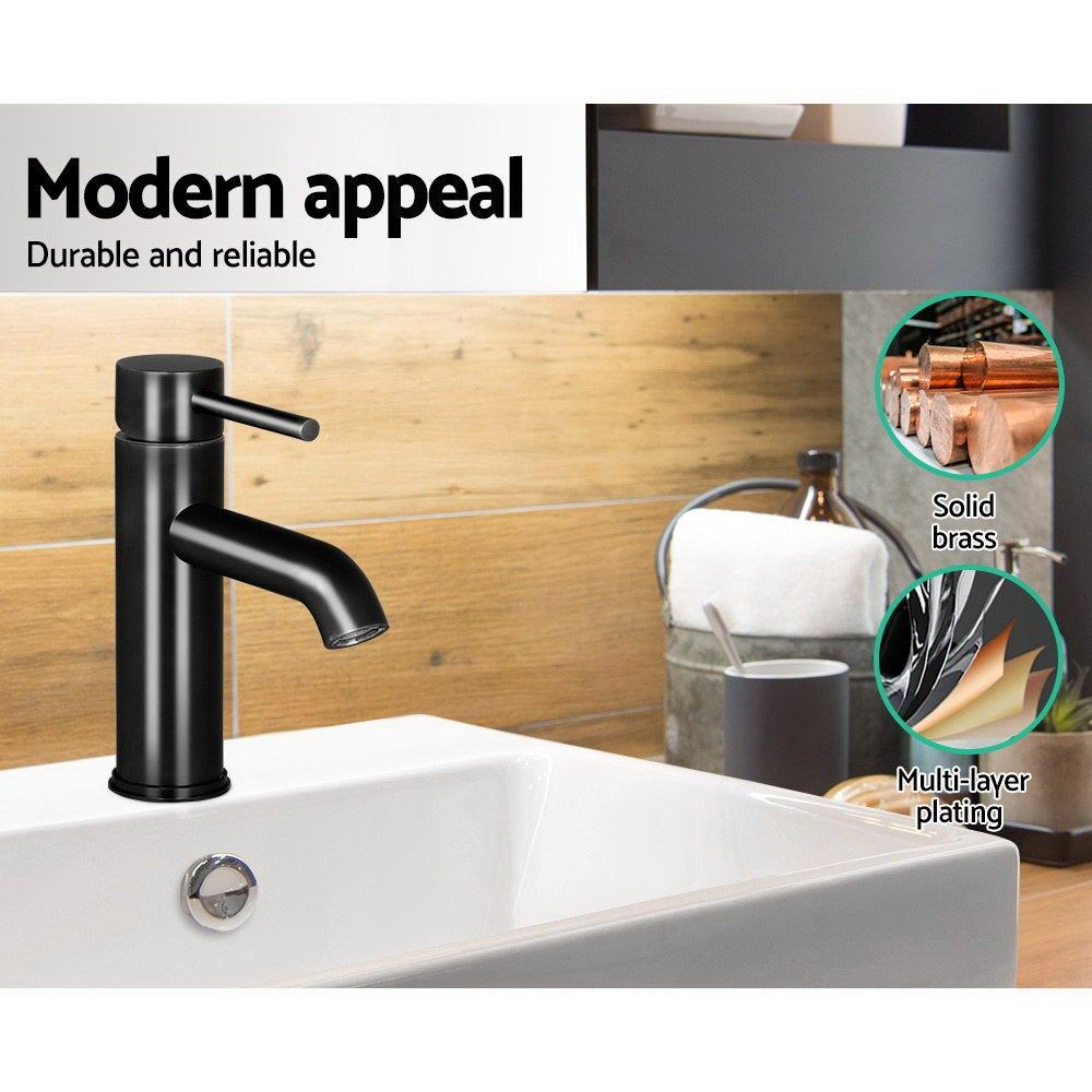 Cefito Basin Mixer Tap Faucet in sleek black finish, showcasing its modern design and high-quality materials.