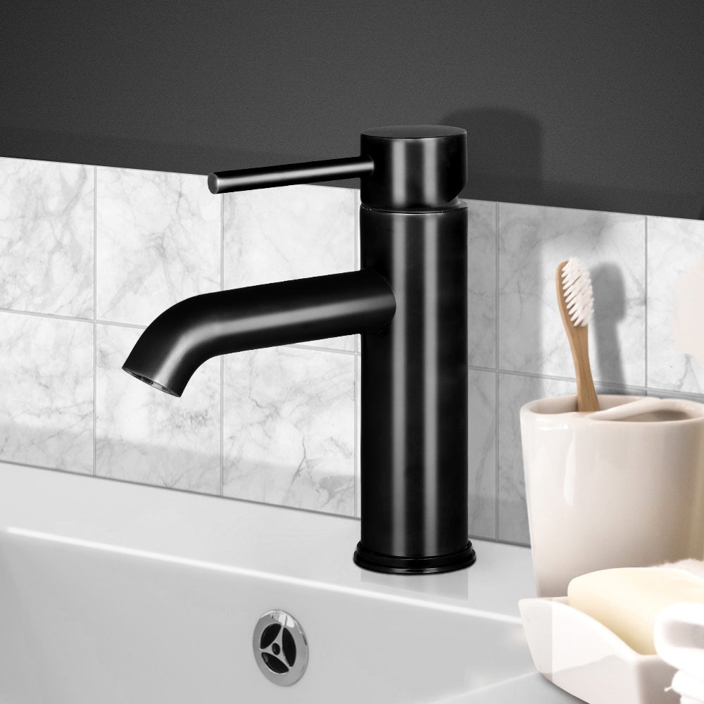 Cefito Basin Mixer Tap Faucet in sleek black finish, showcasing its modern design and high-quality materials.