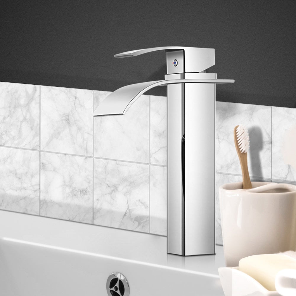 Cefito Basin Mixer Tap in polished chrome finish, showcasing its sleek design and durable materials.