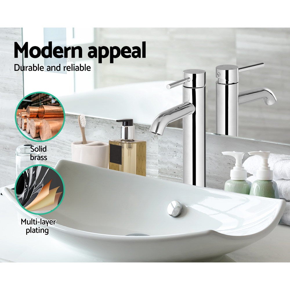 Cefito Basin Mixer Tap in silver, showcasing its sleek design and high-quality materials.