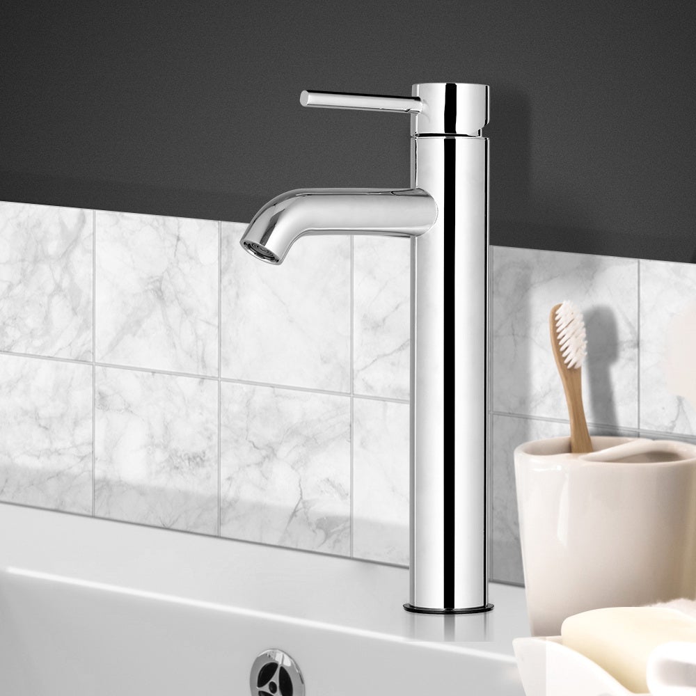 Cefito Basin Mixer Tap in silver, showcasing its sleek design and high-quality materials.