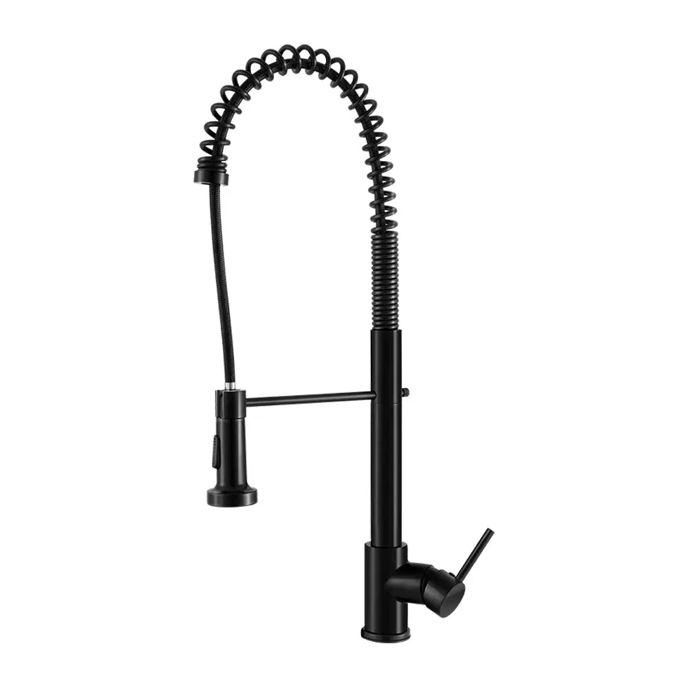 Cefito Pull Out Kitchen Tap Mixer in matte black finish, showcasing its sleek design and pull-out functionality.