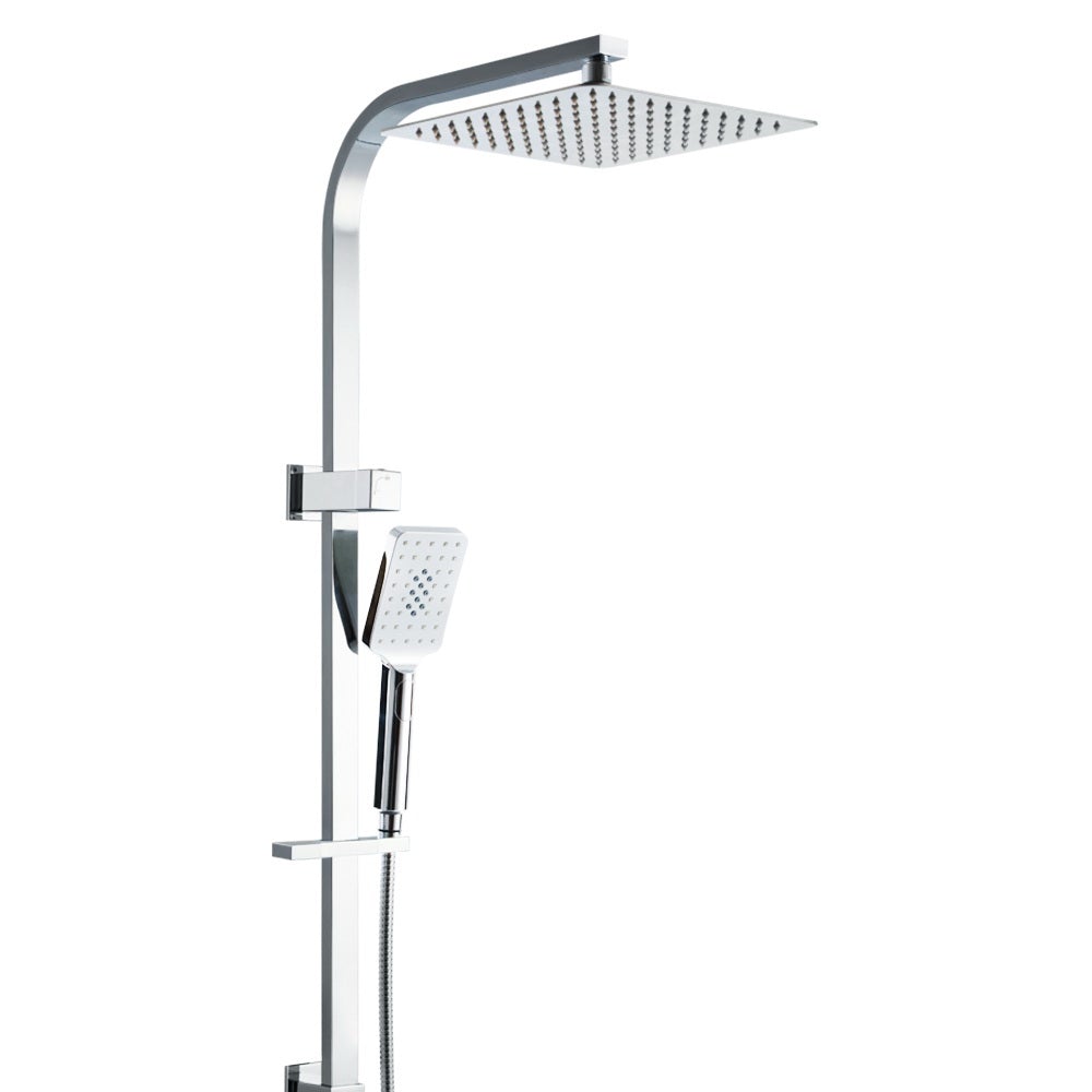 Cefito WELS 10'' Rain Shower Head Set featuring a round overhead shower and handheld shower head with a chrome finish and brass components.