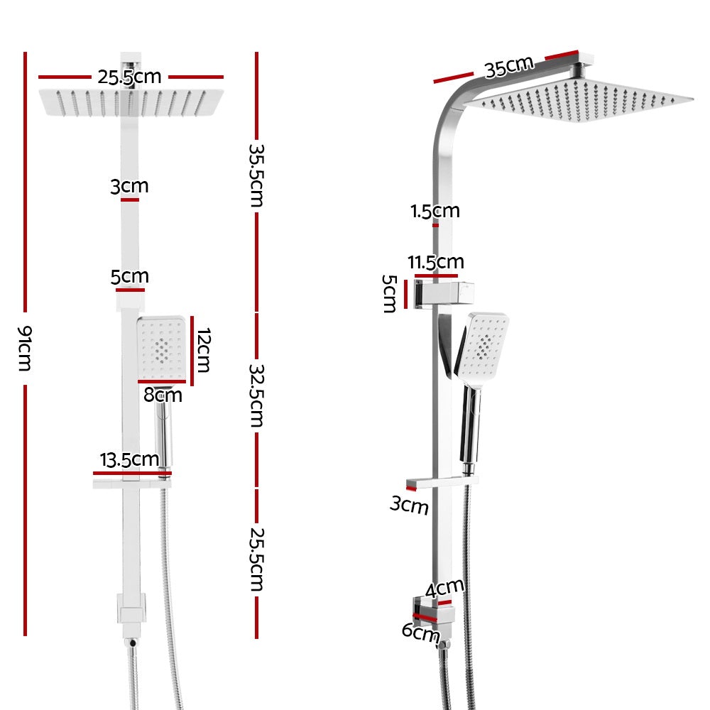 Cefito WELS 10'' Rain Shower Head Set featuring a round overhead shower and handheld shower head with a chrome finish and brass components.