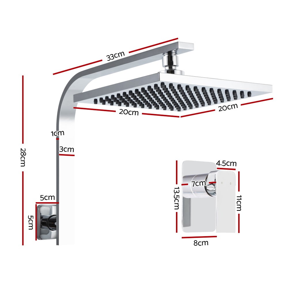 Cefito WElS 8'' Rain Shower Head Mixer with a sleek chrome finish and solid brass construction, showcasing its modern design and high-quality materials.