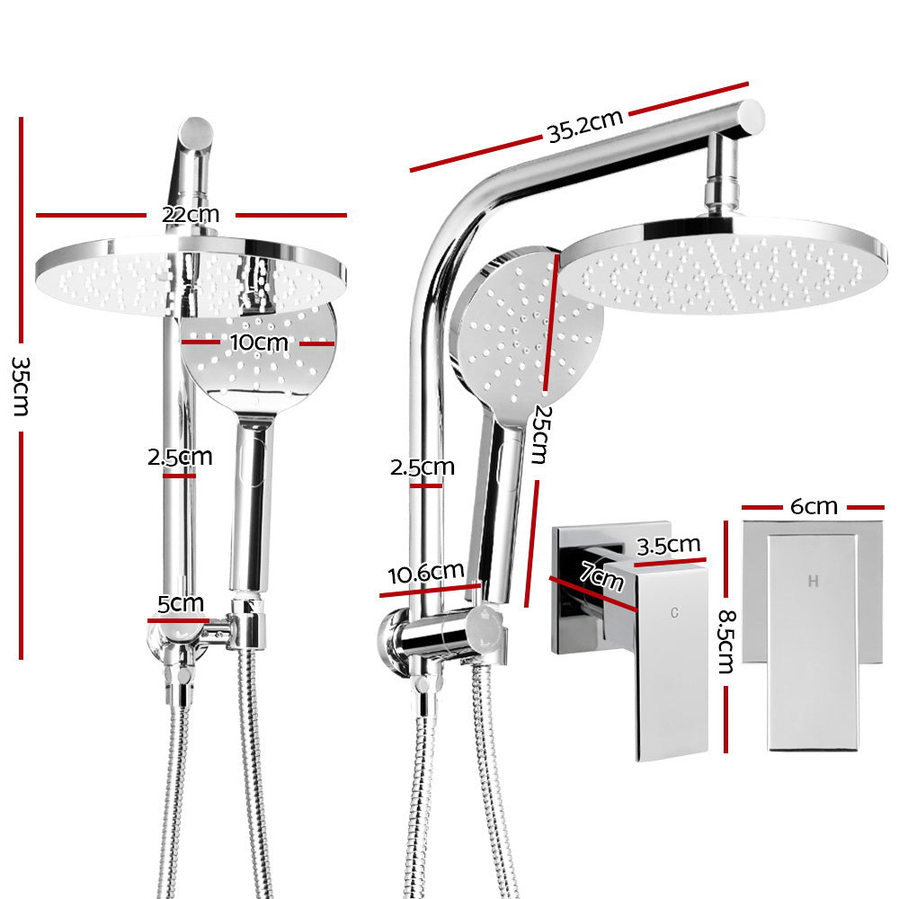 Cefito WELS 9'' Rain Shower Head with handheld option, showcasing premium chrome finish and solid brass construction.