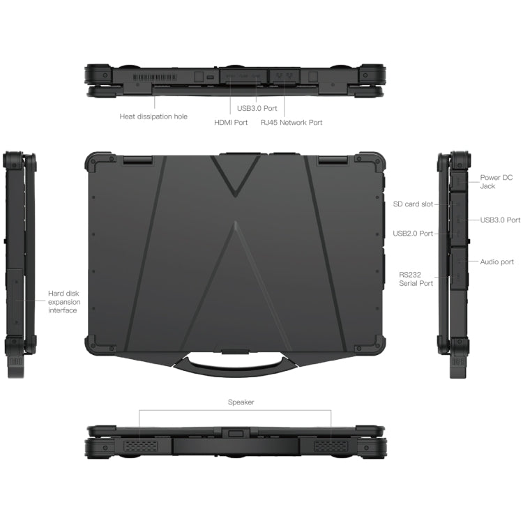 CENAVA EM-X15T Rugged Laptop with 15.6-inch display, showcasing its robust design and features.