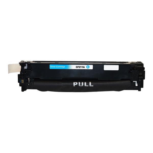 CF211A #131A Premium Generic Cyan Toner Cartridge with vibrant cyan color and eco-friendly design.