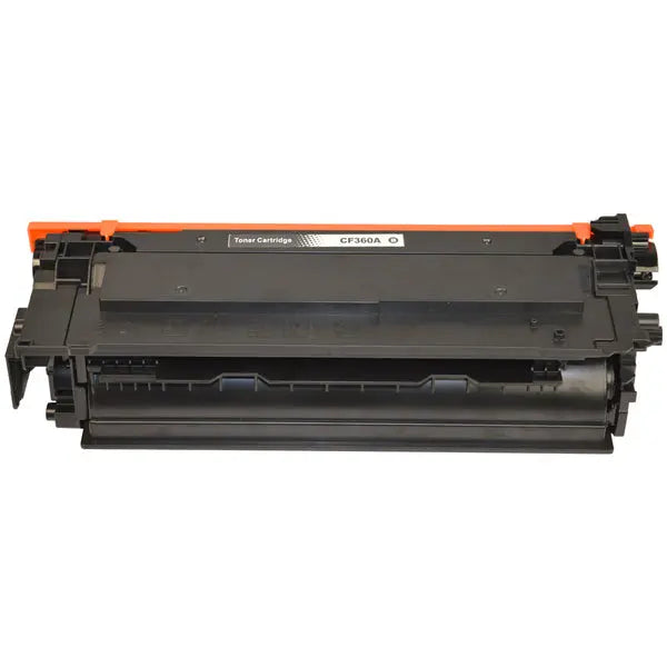 CF360A #508A Black Premium Generic Toner cartridge, designed for M552, M553, and M577 printers, showcasing its sleek design and compatibility.