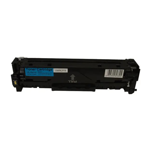 CF411A #410A Premium Generic Cyan Toner Cartridge with vibrant cyan color and sleek design.