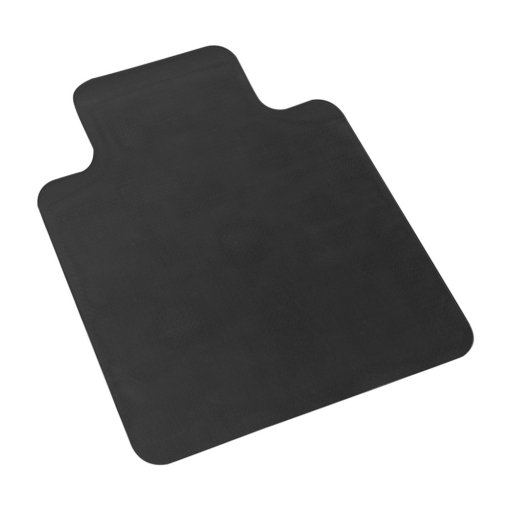 Black Chair Mat designed for hard floors and carpets, featuring a notched stud design for grip and protection against scratches.