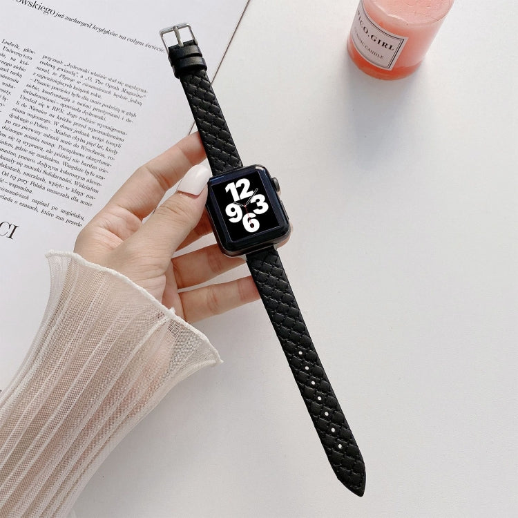 Checkered leather watch band designed for Apple Watch Series 7, showcasing its stylish pattern and premium quality.