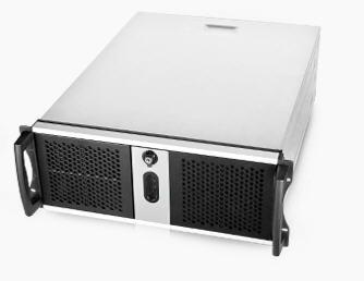 CHENBRO RM42300 Black 4U Rackmount Case showcasing its sleek design and front USB ports.