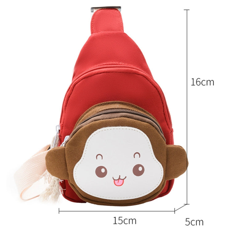 Children's cute cartoon monkey crossbody shoulder bag made of canvas and polyester, perfect for carrying small items.