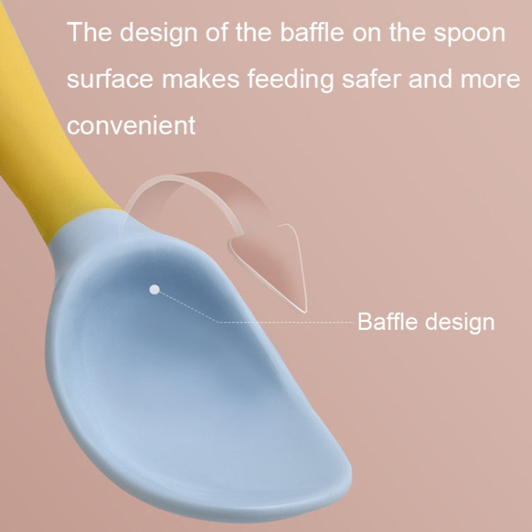 A colorful set of baby bendable silicone soft spoon and fork designed for children, featuring a flexible handle and safe rounded edges.