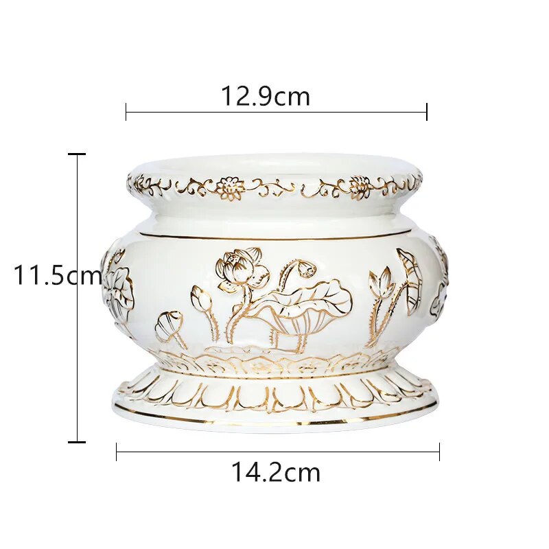 Elegant Chinese white ceramic incense burner, perfect for home Feng Shui and Buddhist decor.