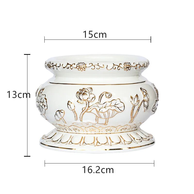 Elegant Chinese white ceramic incense burner, perfect for home Feng Shui and Buddhist decor.