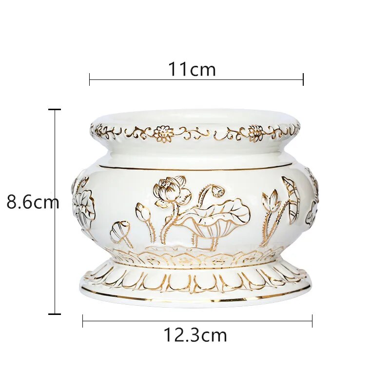 Elegant Chinese white ceramic incense burner, perfect for home Feng Shui and Buddhist decor.