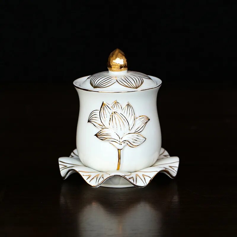 Elegant Chinese white ceramic incense burner, perfect for home Feng Shui and Buddhist decor.